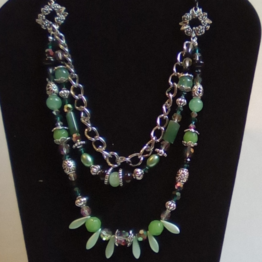 Handmade 26" Jade Necklace. Multi Layered